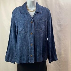 Chico’s Blue 100% Linen Jacket/Top, Size Chico’s 1 or regular Size 8